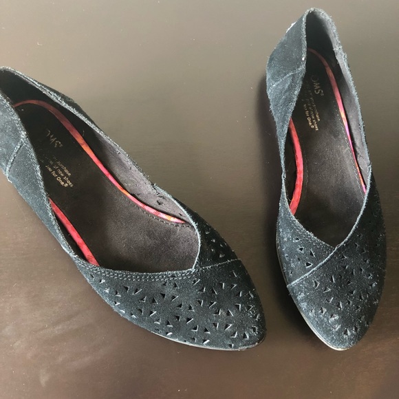 Toms Shoes - {Toms} Black Suede Perforated Flat